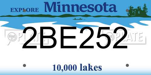 2BE252 Minnesota License Plate