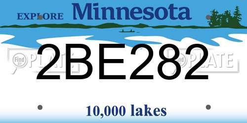 2BE282 Minnesota License Plate