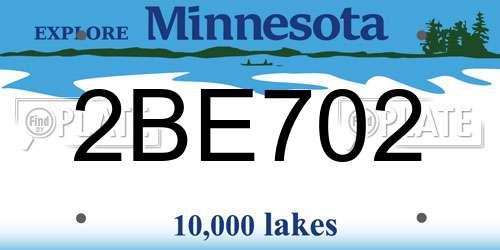 2BE702 Minnesota License Plate