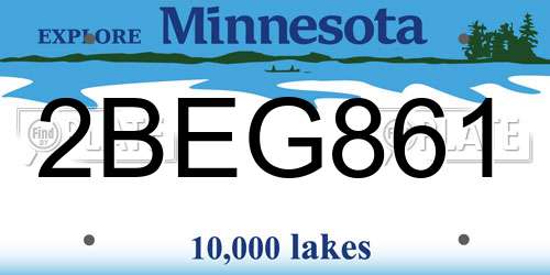 2BEG861 Minnesota License Plate