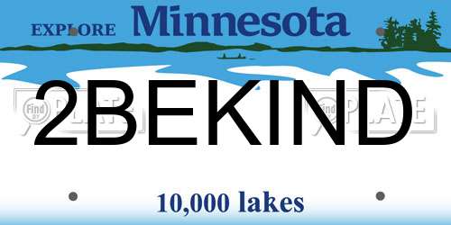 2BEKIND Minnesota License Plate