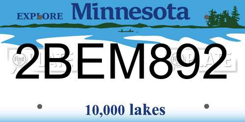 2BEM892 Minnesota License Plate