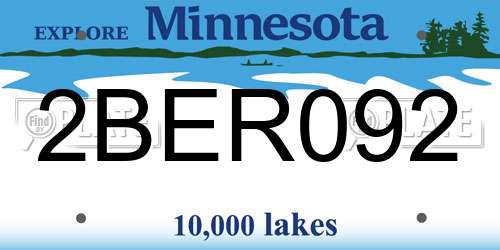2BER092 Minnesota License Plate
