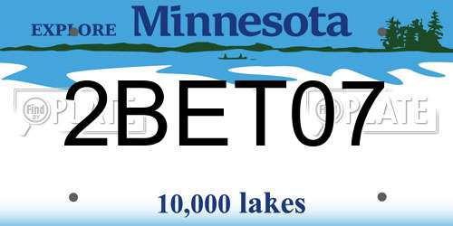 2BET07 Minnesota License Plate