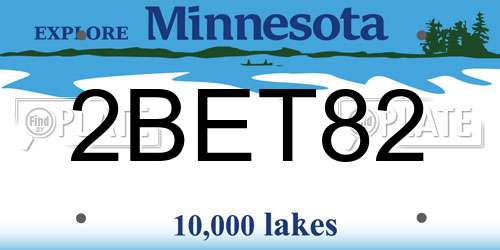 2BET82 Minnesota License Plate