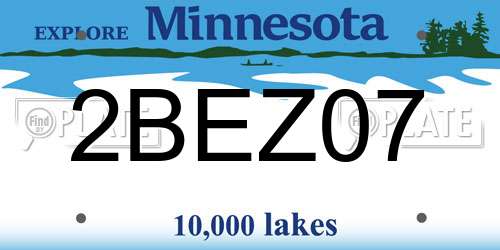 2BEZ07 Minnesota License Plate