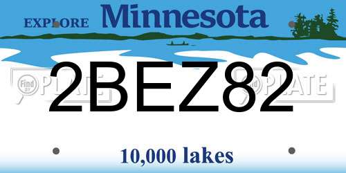 2BEZ82 Minnesota License Plate