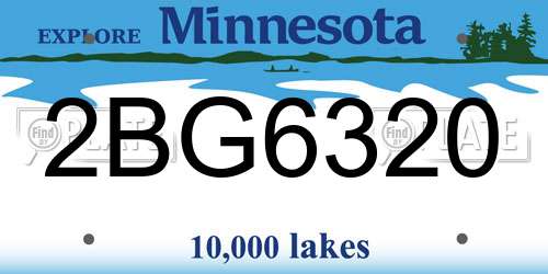 2BG6320 Minnesota License Plate