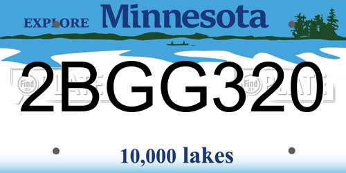 2BGG320 Minnesota License Plate