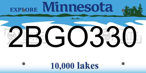 2BGO330 Minnesota License Plate