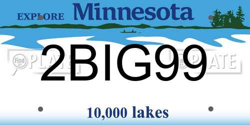 2BIG99 Minnesota License Plate