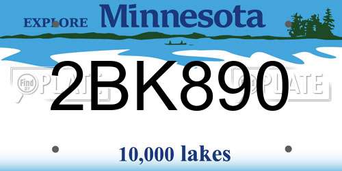 2BK890 Minnesota License Plate