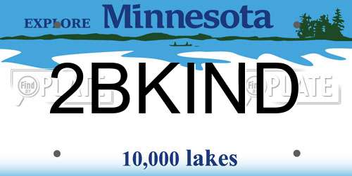 2BKIND Minnesota License Plate