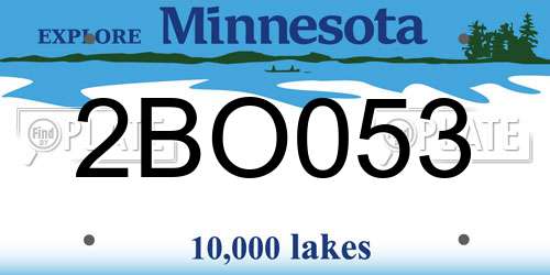 2BO053 Minnesota License Plate