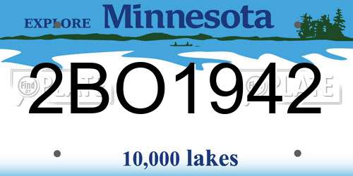 2BO1942 Minnesota License Plate