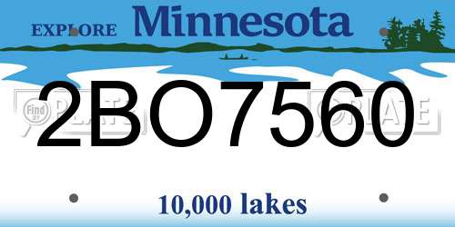 2BO7560 Minnesota License Plate