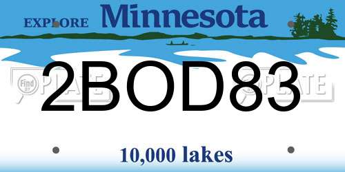 2BOD83 Minnesota License Plate