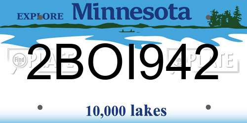 2BOI942 Minnesota License Plate