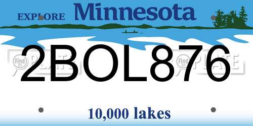 2BOL876 Minnesota License Plate