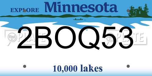2BOQ53 Minnesota License Plate