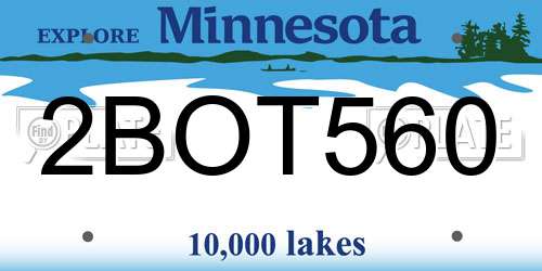 2BOT560 Minnesota License Plate