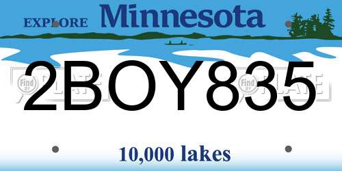2BOY835 Minnesota License Plate