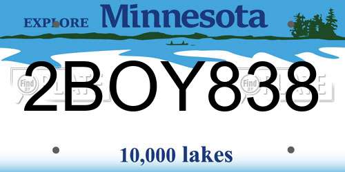 2BOY838 Minnesota License Plate
