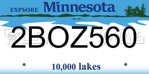 2BOZ560 Minnesota License Plate