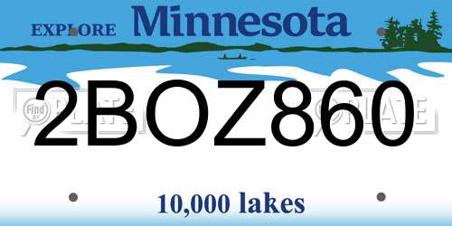 2BOZ860 Minnesota License Plate