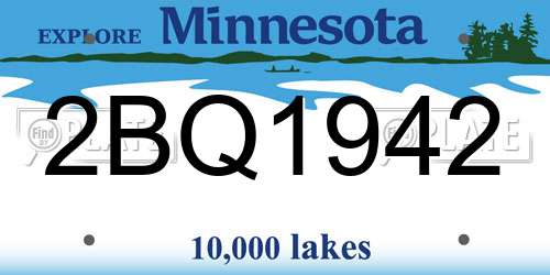 2BQ1942 Minnesota License Plate
