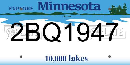 2BQ1947 Minnesota License Plate