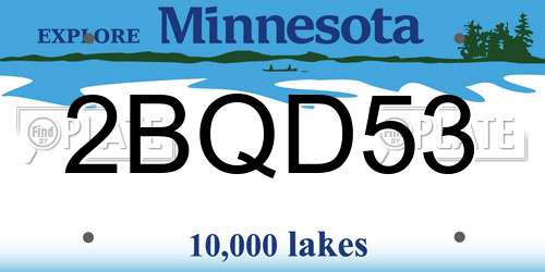 2BQD53 Minnesota License Plate