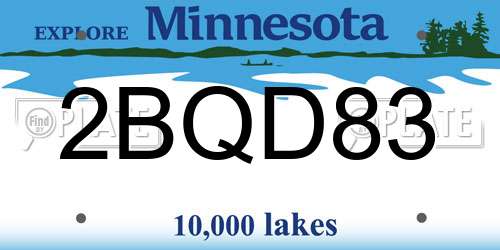 2BQD83 Minnesota License Plate