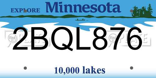 2BQL876 Minnesota License Plate