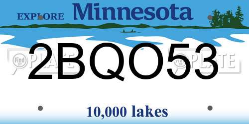 2BQO53 Minnesota License Plate