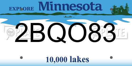 2BQO83 Minnesota License Plate