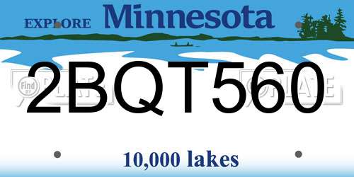 2BQT560 Minnesota License Plate