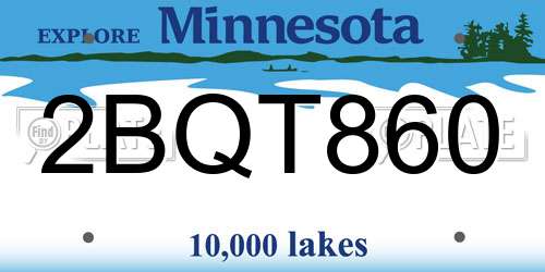 2BQT860 Minnesota License Plate