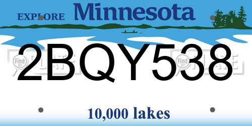 2BQY538 Minnesota License Plate