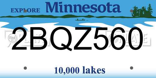 2BQZ560 Minnesota License Plate