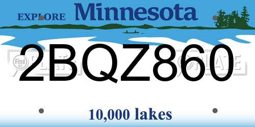 2BQZ860 Minnesota License Plate