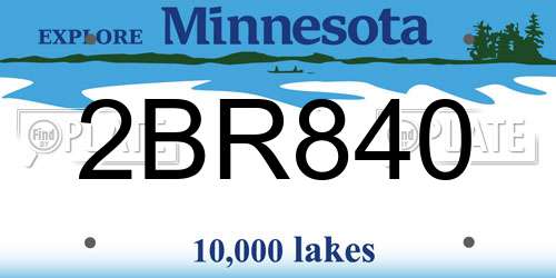 2BR840 Minnesota License Plate