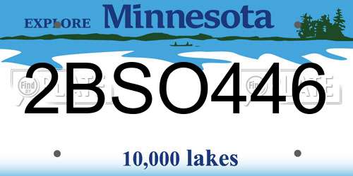 2BSO446 Minnesota License Plate