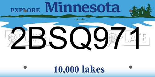 2BSQ971 Minnesota License Plate