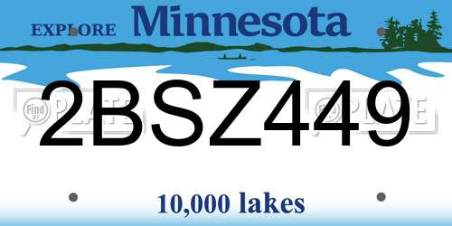2BSZ449 Minnesota License Plate
