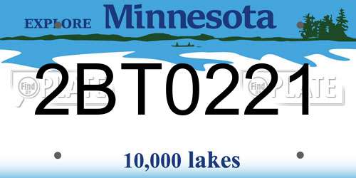 2BT0221 Minnesota License Plate