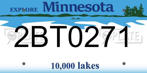 2BT0271 Minnesota License Plate