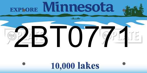 2BT0771 Minnesota License Plate