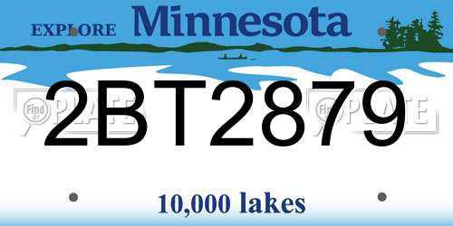 2BT2879 Minnesota License Plate