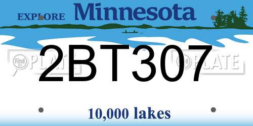 2BT307 Minnesota License Plate